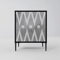 SIDEBOARD SHARP EDGES, Schwarz, 57,5x42x72,5 cm, Schwarze Metallfüße - Multicolor/Schwarz, Holzwerkstoff/Metall (57.5/72.5/42cm) - SpaceRebels