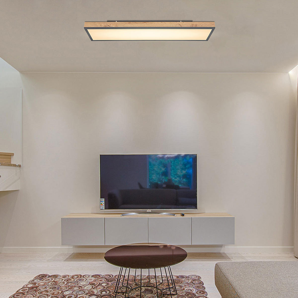 LED DECKENLEUCHTE DORO MDF Grau - Grau, Metall (80/20/6.5cm) - Globo Lighting