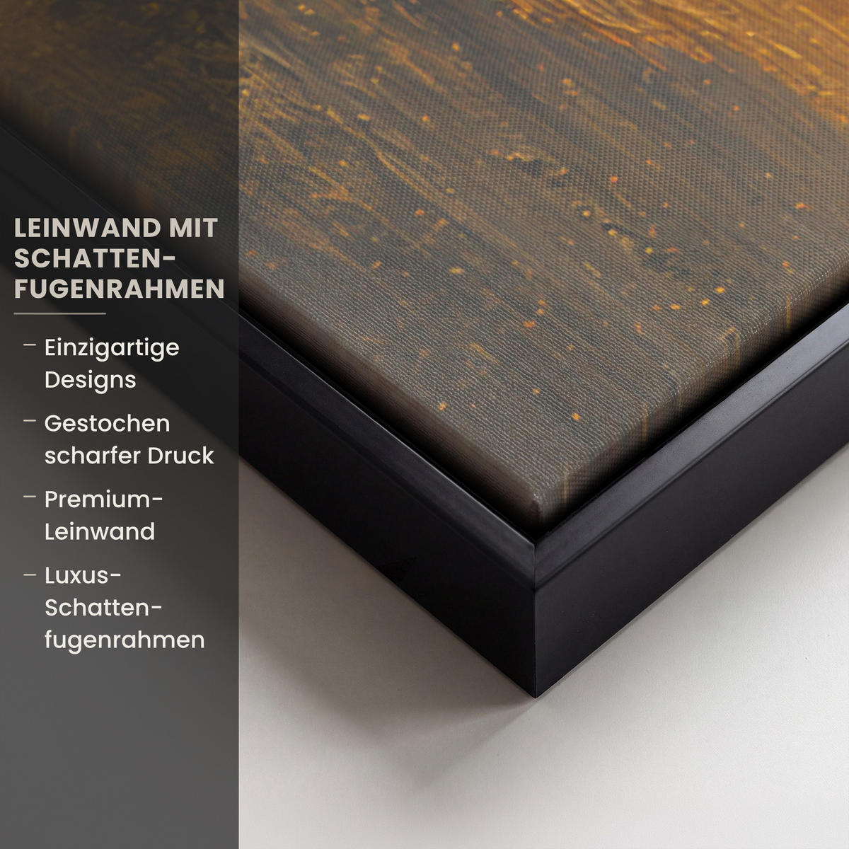 LEINWAND Bilder mit Rahmen - Baum - Blätter - Gold - Abstrakt - 90x90 - Grau, Textil (90/90cm) - MuchoWow
