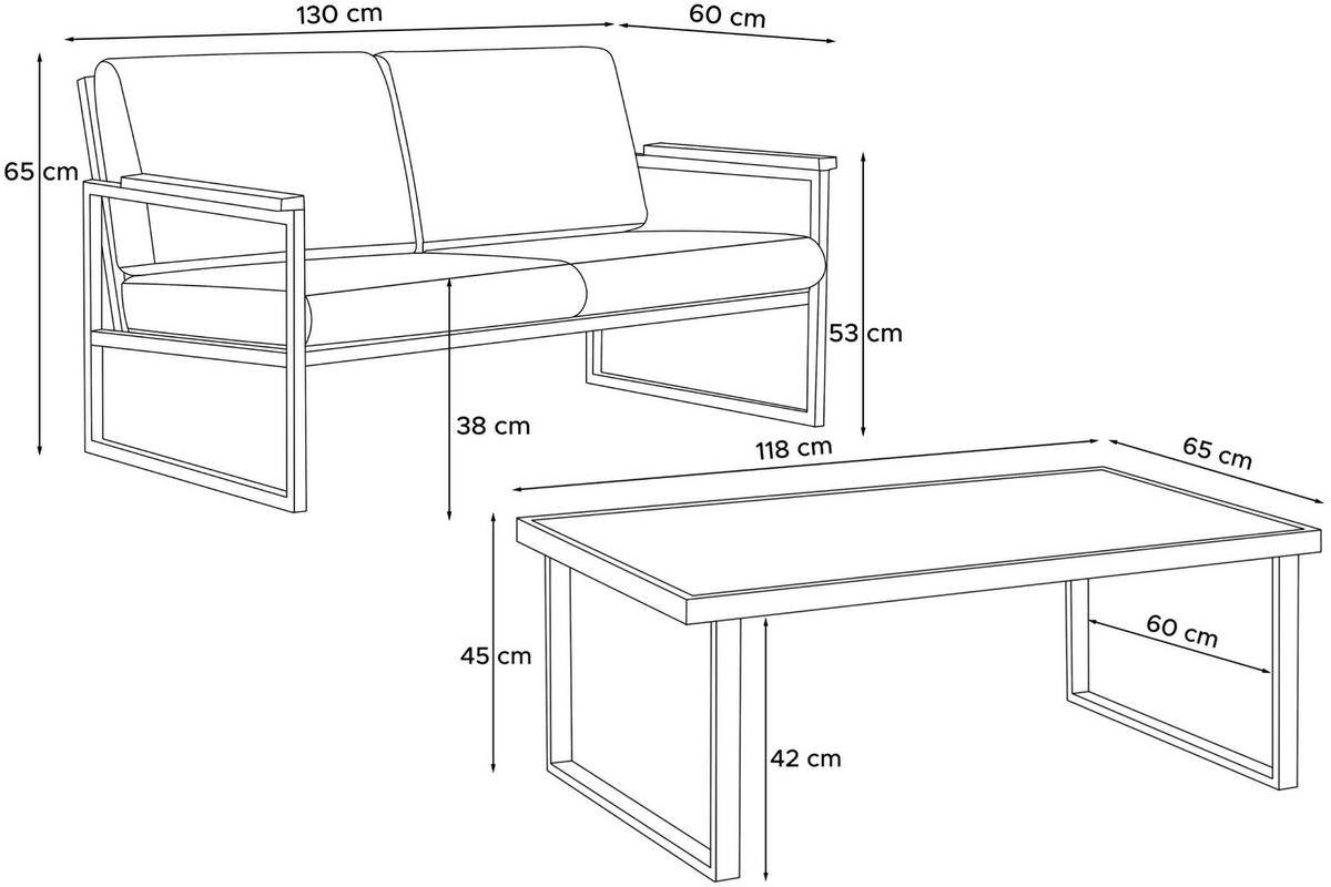 GARTENSET TRIBO Industriestil für 4 Personen, weiß - Beige/Weiß, Metall - KONSIMO®