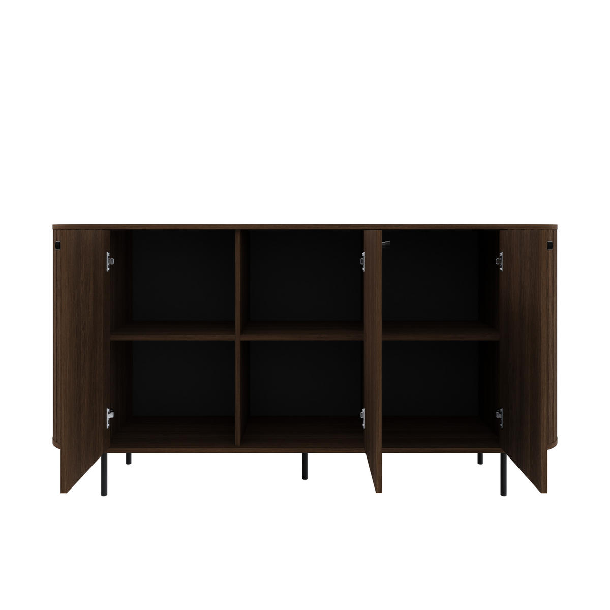 KOMMODE Olivia 165cm, 3 Türen und geriffeltem Design, dunkelbraun - Dunkelbraun, Metall (43/85/165cm) - Margaret Hadas24
