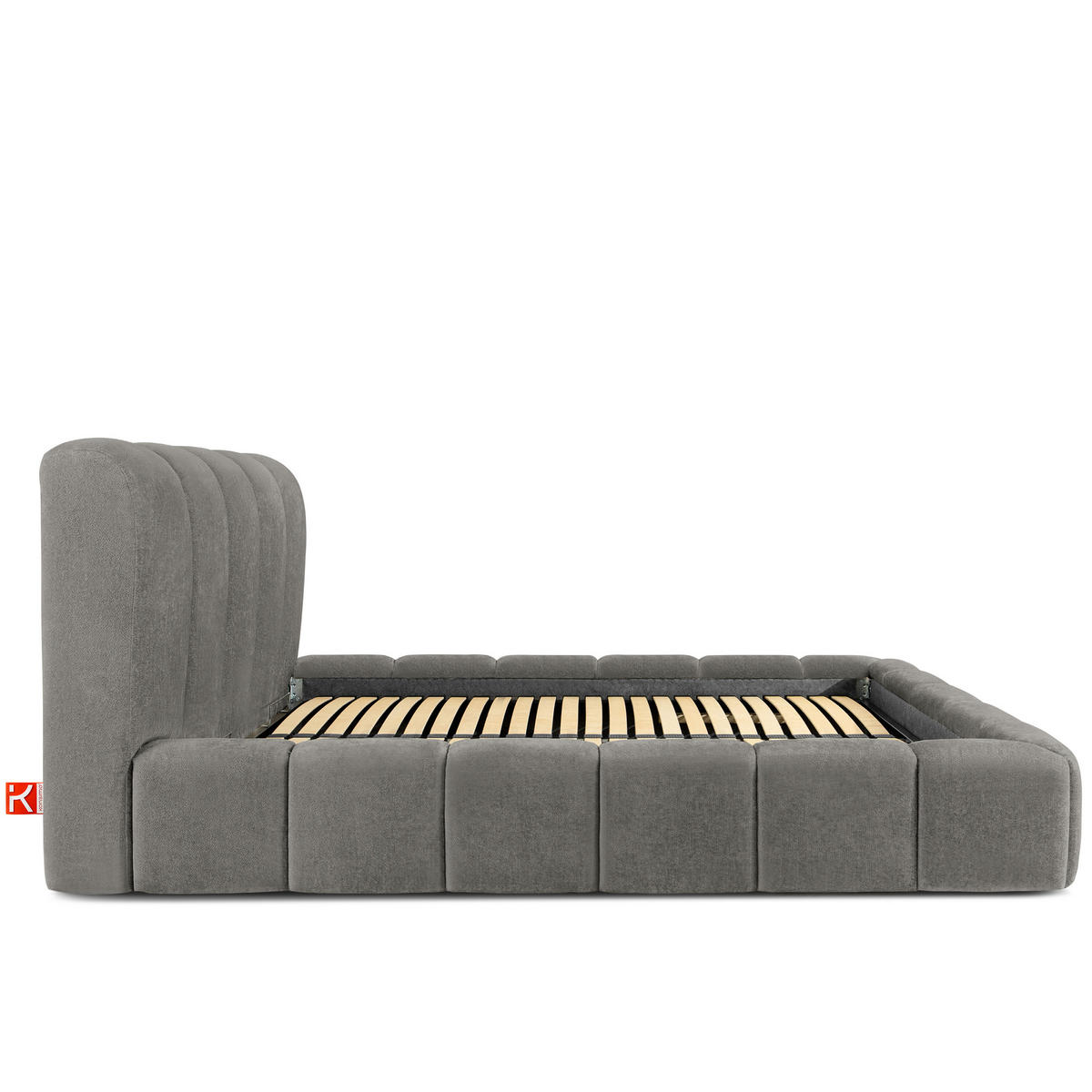 POLSTERBETT MERIDE Chenille, Dunkelgrau - Dunkelgrau/Schwarz, Holz/Textil (200/200cm) - KONSIMO®