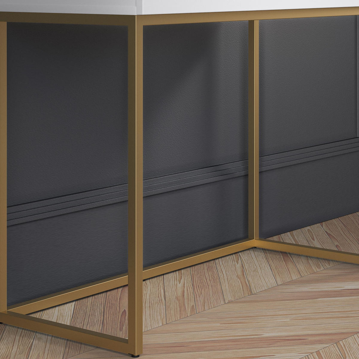 SCHREIBTISCH NEBRO - Goldfarben/Weiß, Holzwerkstoff (40/92/78cm) - KONSIMO®