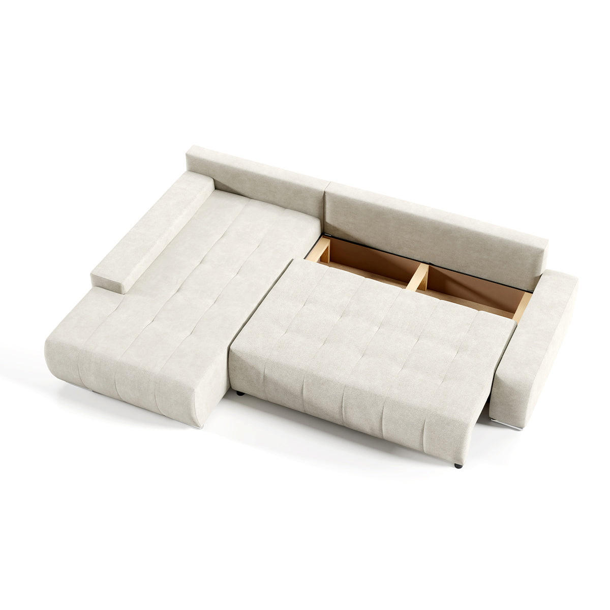 ECKSOFA Jonas 4 Sitzplätze Cremeweiß - Grün, Holzwerkstoff (265/185cm) - Petits-meubles