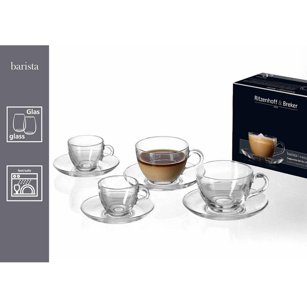 Thumbnail - Ritzenhoff Breker Cappuccino-Set, Transparent, Glas, Kaffee & Tee, Tassen, Cappuccinotassen