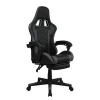 GAMINGCHAIR - Schwarz / Grau - Kunstleder - Schwarz/Grau, Kunststoff/Metall (64/122/124cm) - home24