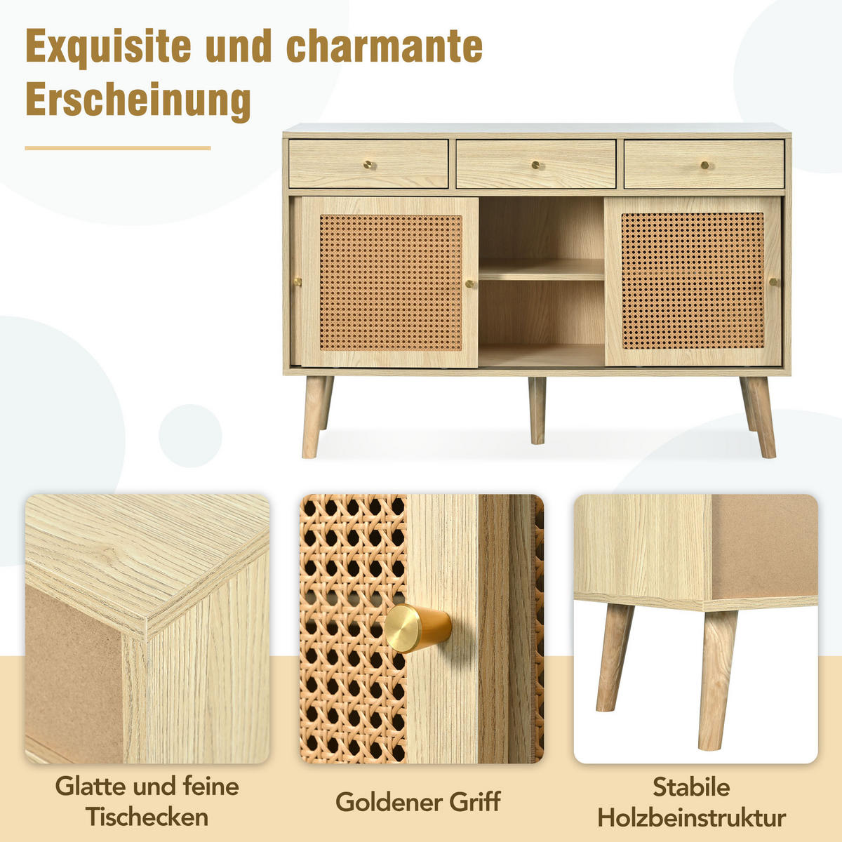 SIDEBOARD Hellbraun 120/40/78 cm - Braun, Holzwerkstoff (40/78/120cm) - Urban Meuble
