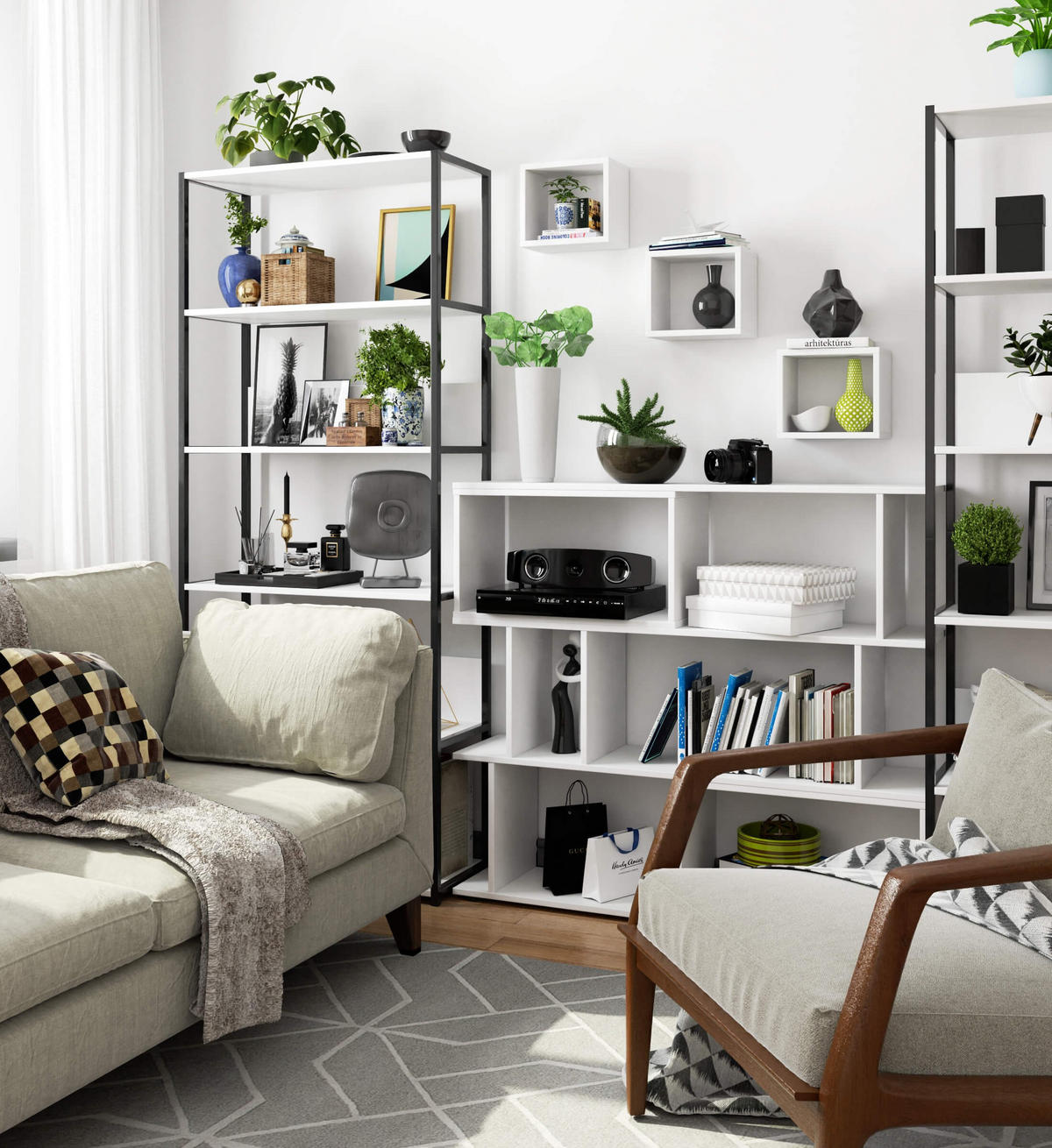 WANDREGAL Weiß 25/25/15 - Weiß, Holzwerkstoff (25/25/15cm) - RAUMHIRSCH FURNITURE