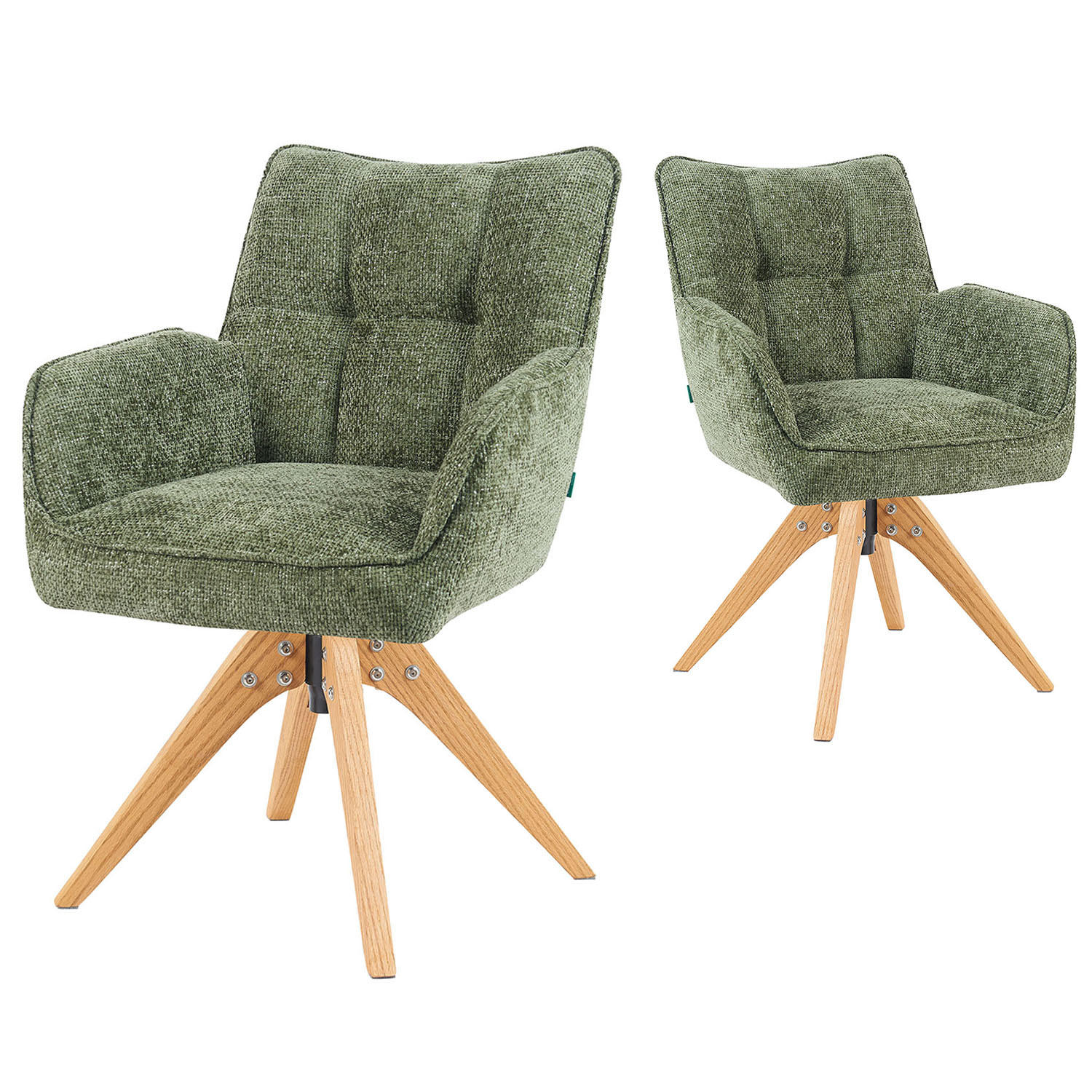 DREHSTUHL Mika-Theo - Honigeiche/Grün, Eichenholz/Holz (59/84/66cm) - DUBI Möbel