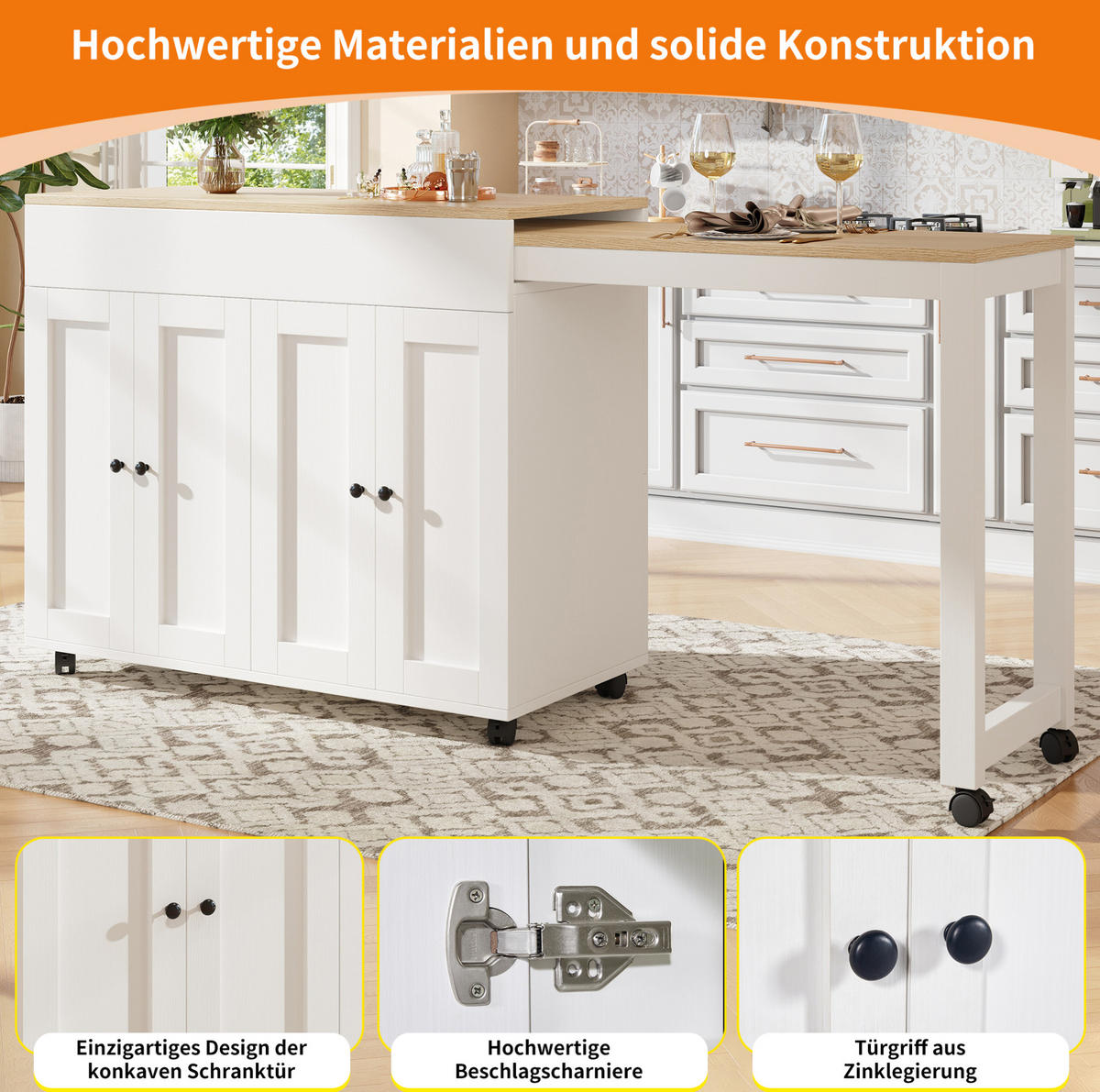BARTISCH ausziehbar 117-180 x 50 x 94,6 cm Weiß - Weiß, Holz (50/94.6/180cm) - Beauniv