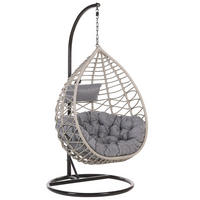 HÄNGESESSEL mit Gestell PE Rattan grau 97 cm Arsita - Grau, Kunststoff (100/199/97cm) - Beliani