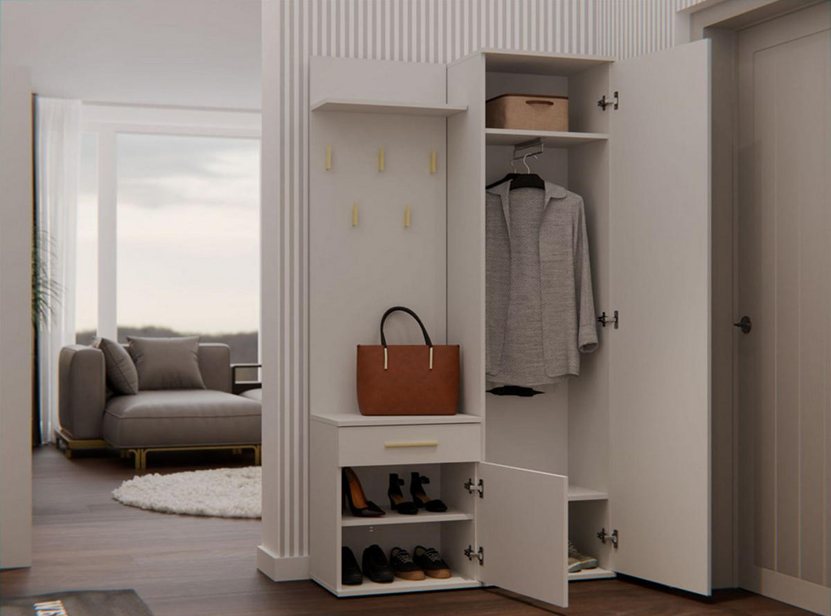 FLURMÖBEL-SET Duvio Greige - Taupe/Silberfarben, Holzwerkstoff/Kunststoff (100/35/180cm) - Selsey
