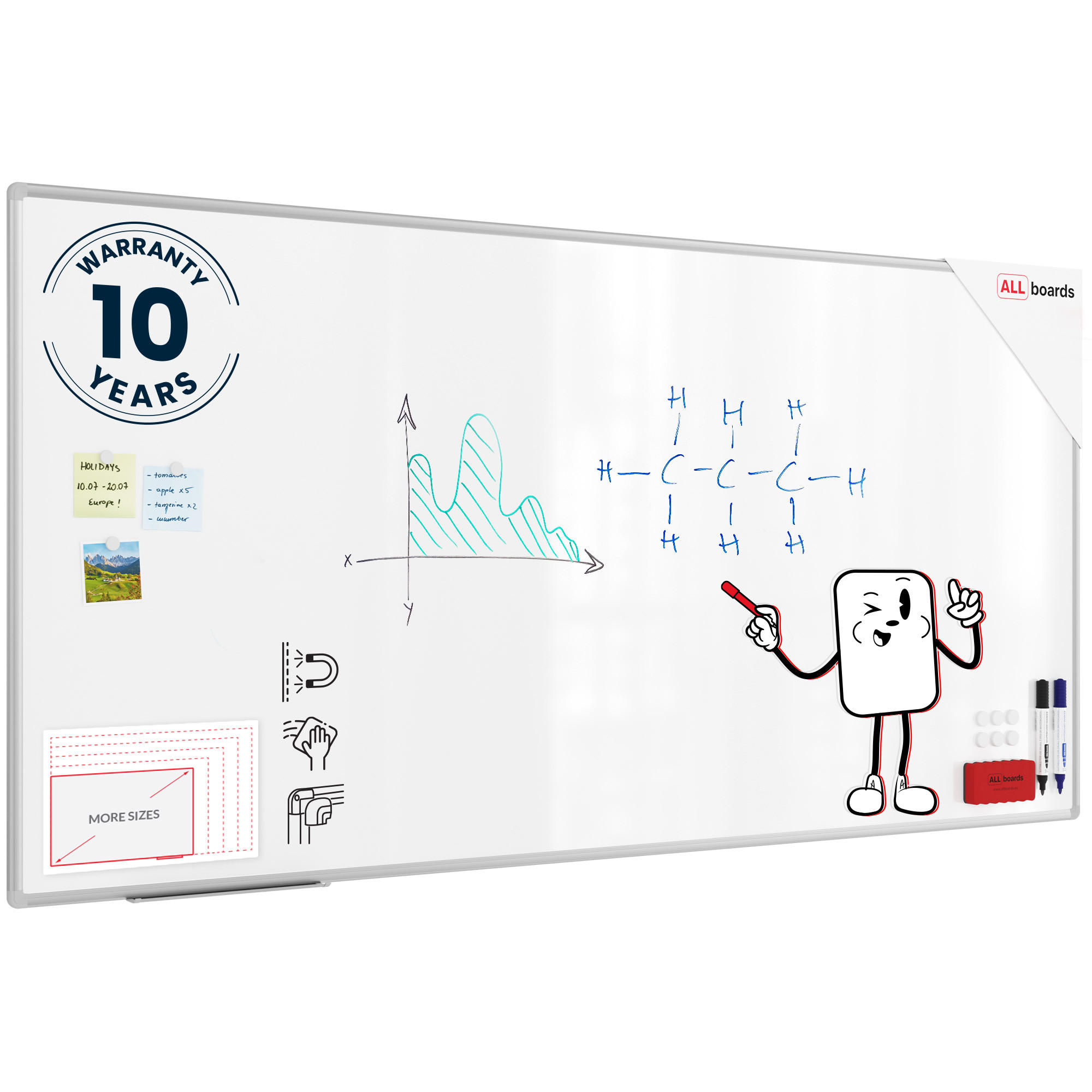 WHITEBOARD Magnetisch - PREMIUM EXPO Alurahmen 200x100cm - Weiß, Metall (200/100/1.6cm) - ALLboards