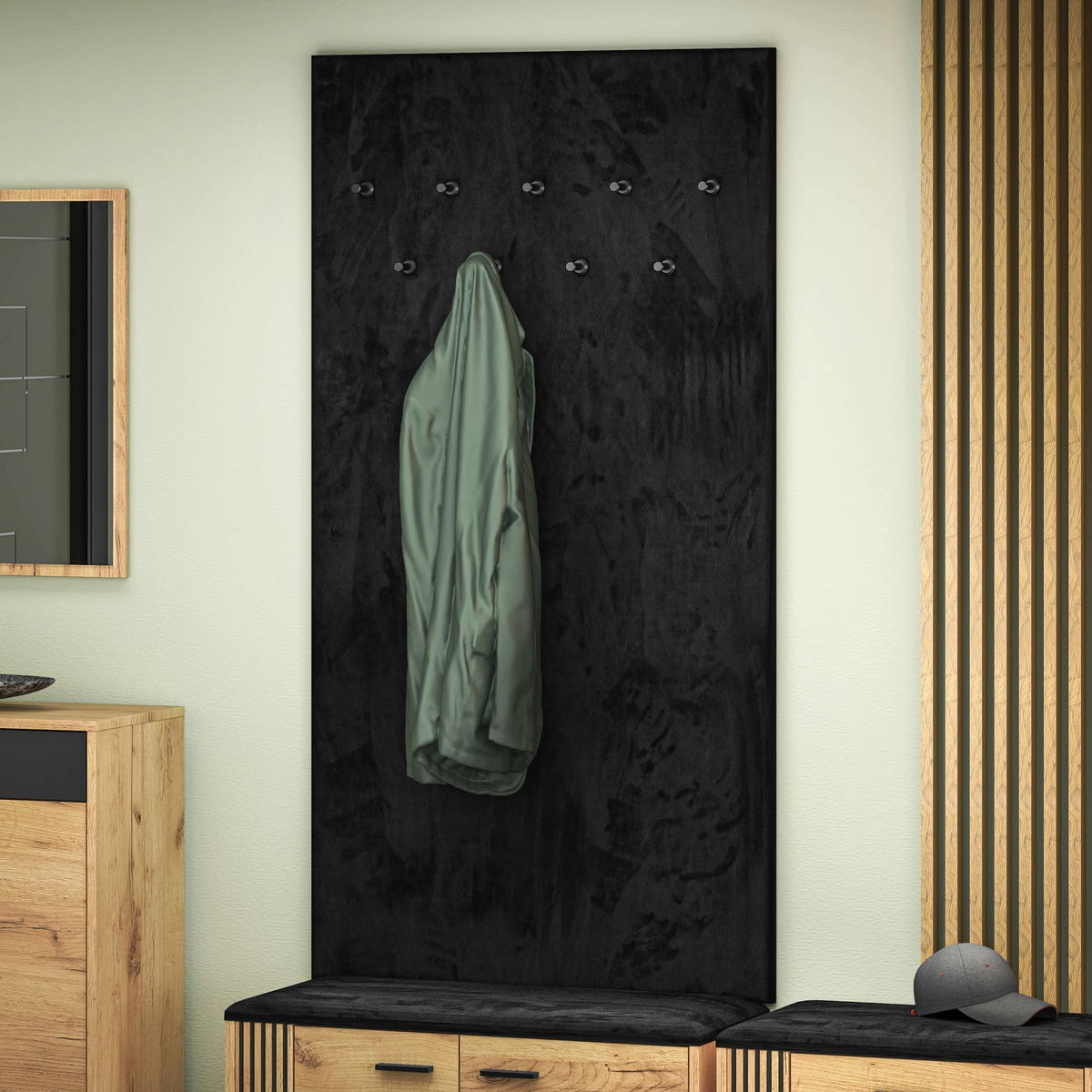 GARDEROBE Vasco Schwarz 80 cm - Schwarz, Holzwerkstoff (80/152.3/7.5cm) - Homebook