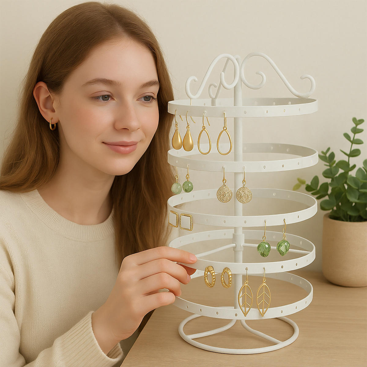 OHRRINGHALTER - Weiß, Metall (16.5/30/16.5cm) - Relaxdays