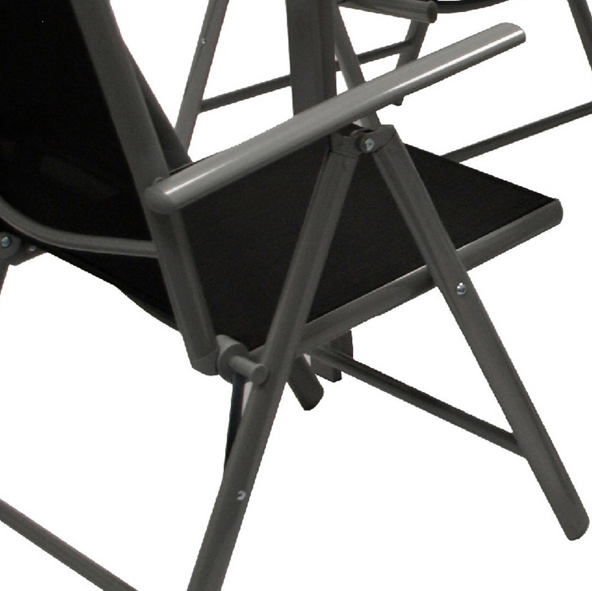 GARTEN-GARNITUR Ashford - 5-tlg. (4x Klappsessel mit Armlehnen, 1x Tisch 125x70cm), Gestelle aus Aluminium grau - Schwarz, Metall - TPFGarden