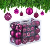 WEIHNACHTSKUGELN-SET 50-tlg. - Pink, Kunststoff (6/7/6cm) - Relaxdays