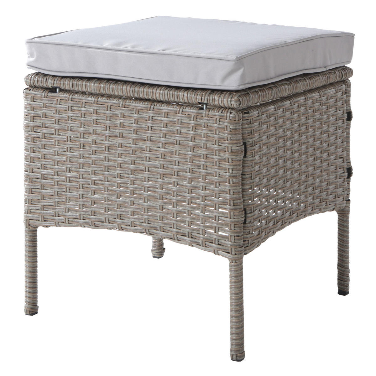 LOUNGESET 7 Personen Khaki Poly Rattan Mit Abnehmbarem Bezug - Hellbraun, Metall - FLIEKS