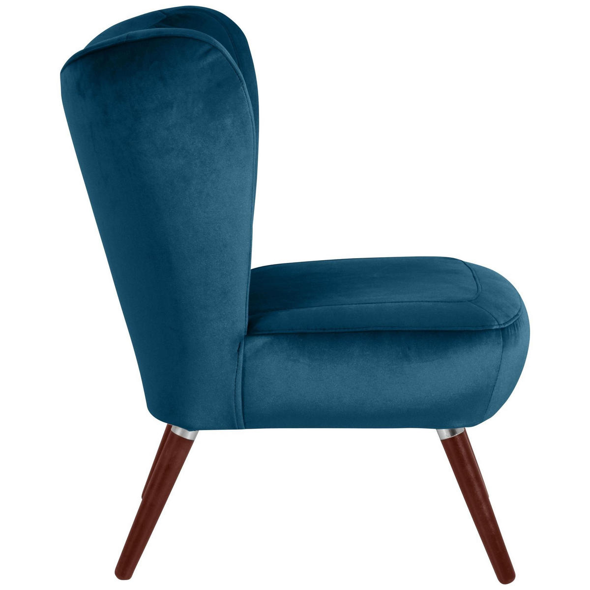 SESSEL Kathy Bezug Samtvelours Buche nussbaum dunkel / petrol - Blau, Kunststoff (70/86/69cm) - 58aufmkessel