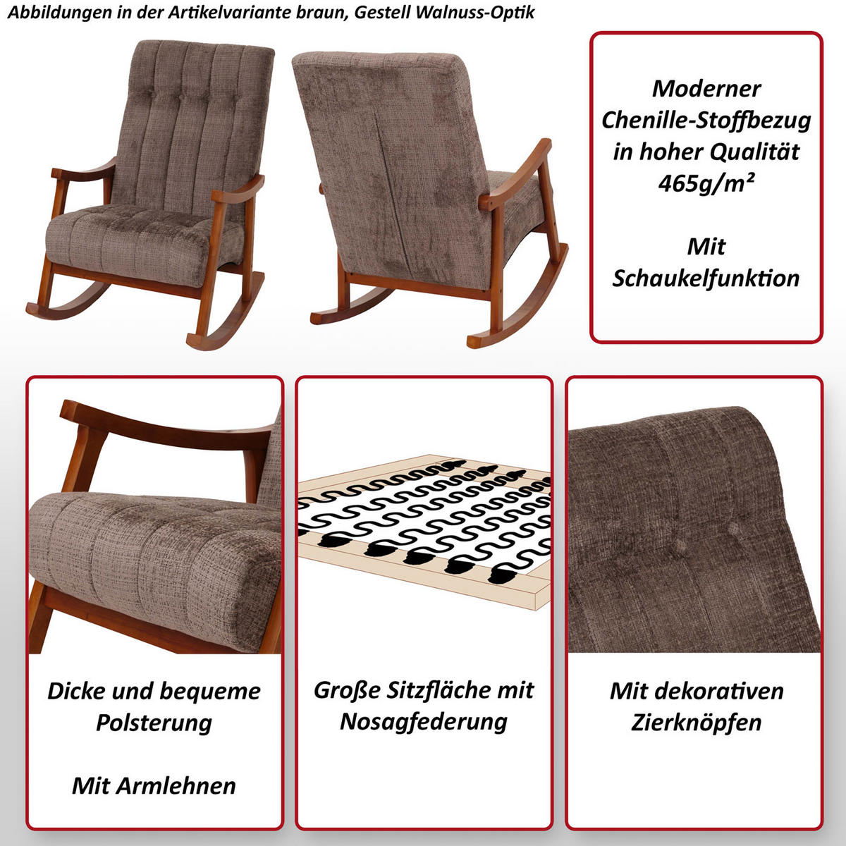 SCHAUKELSTUHL Cremeweiß - Creme/Weiß, Textil (64/97/85cm) - Jamb
