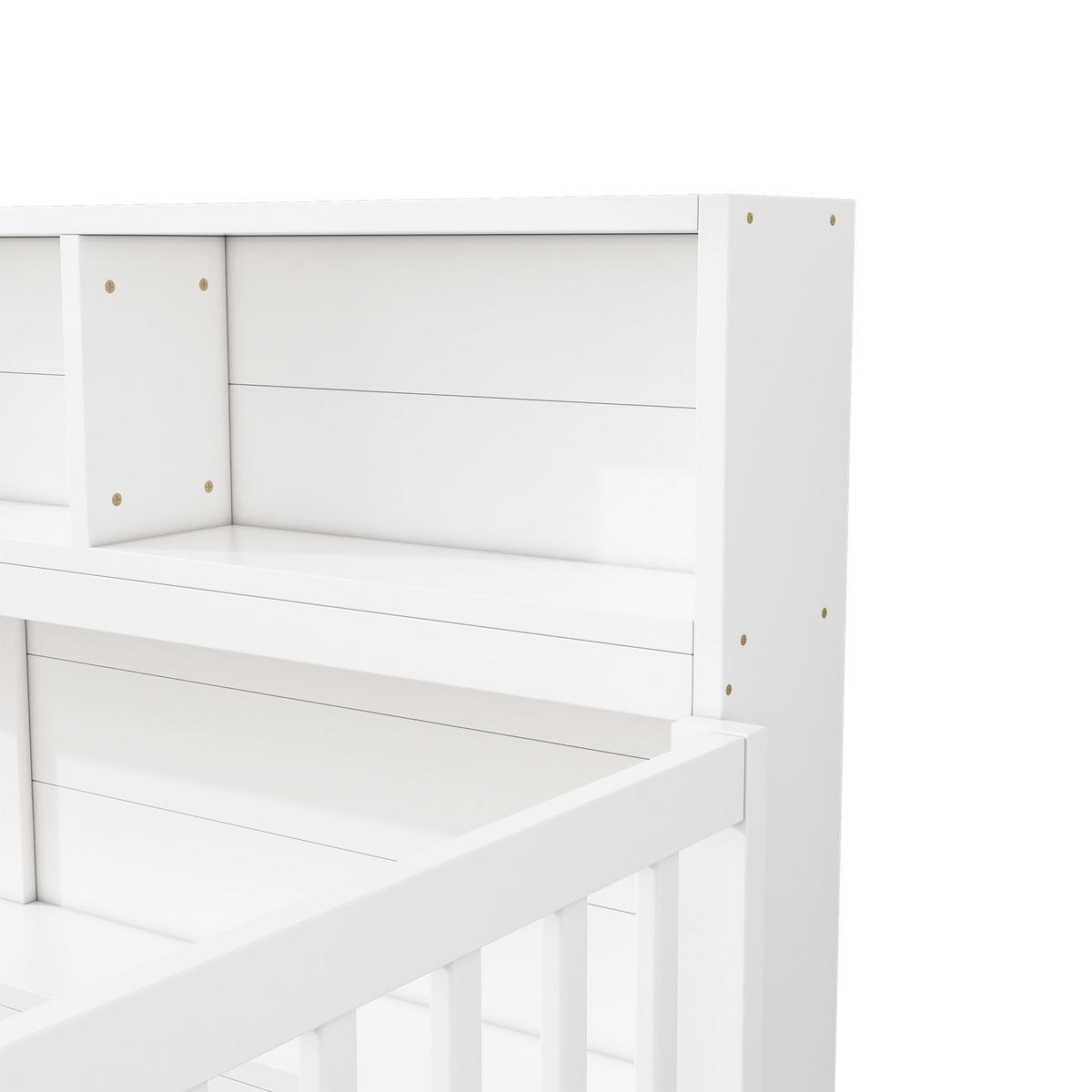 TAGEBETT 90x200cm Weiß Kiefer Bettseite Staufach Brüstung - Weiß, Holz (90/200cm) - FLIEKS