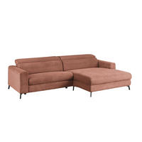 ECKSOFA LAISKA Braun Cord - Dunkelbraun/Schwarz, Textil/Metall (282/177cm) - KAWOLA