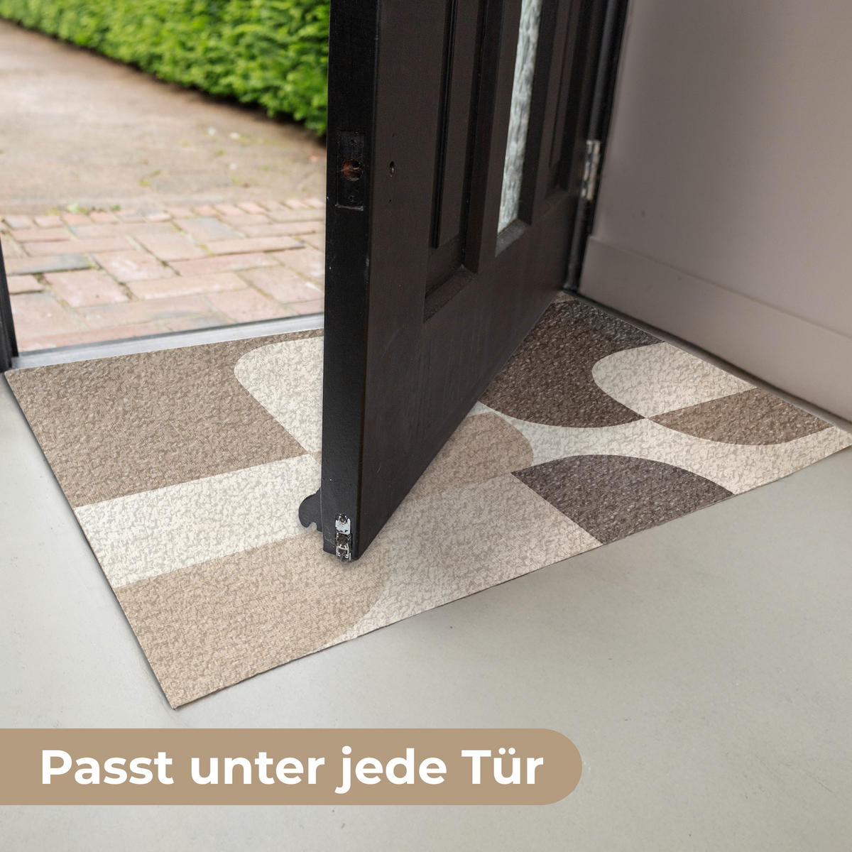 FUSSMATTE Geometrisch - Gewebte Struktur - Modern Fußabtreter 90x60 cm - Beige, Kunststoff (90/60cm) - MuchoWow
