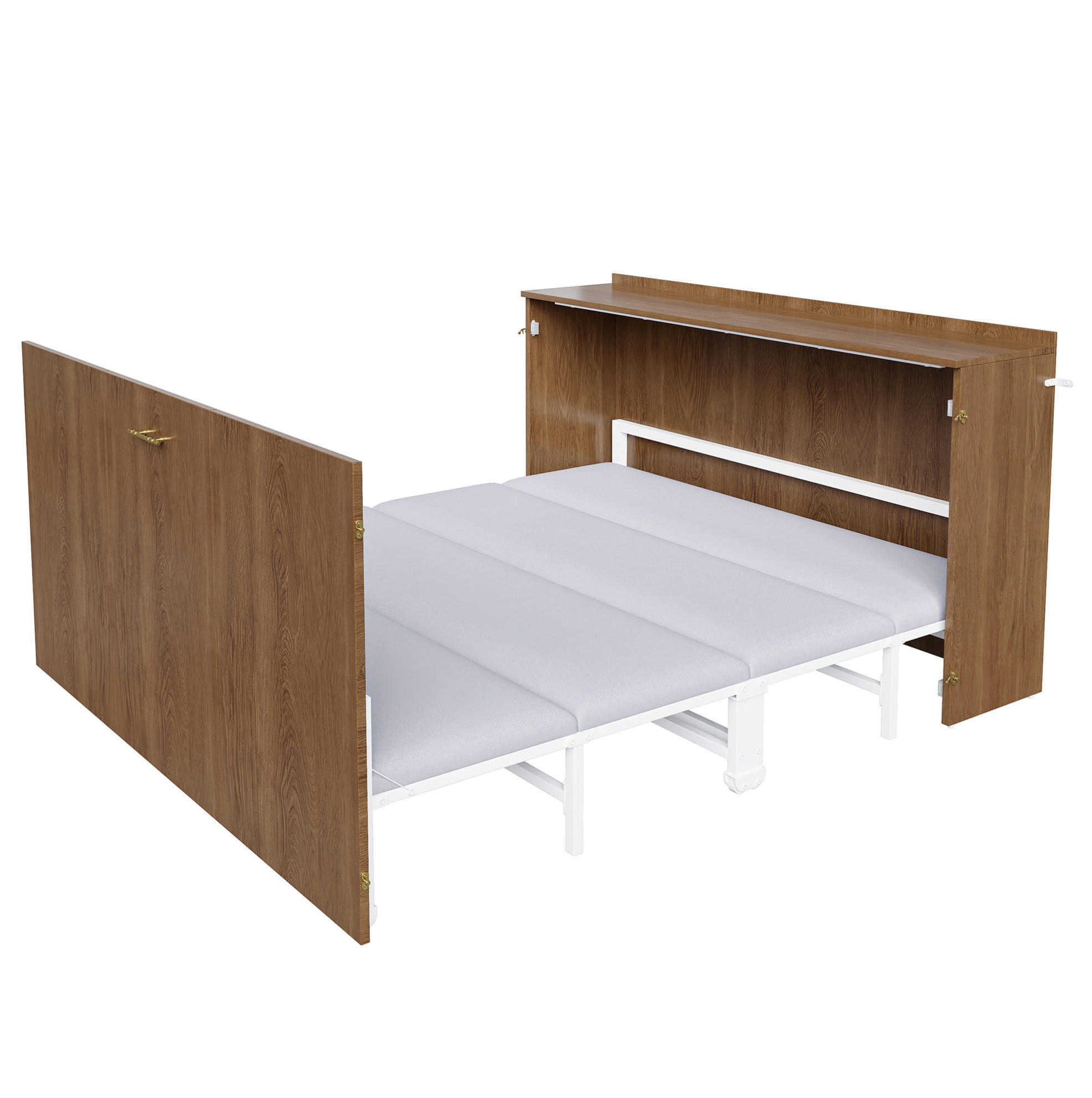 SCHRANKBETT Klappbett 140/200 cm aus Holz und Metall mit Matratze und leisen Rollen Holzfarbe - Naturfarben, Holz (140/200cm) - Modenvie