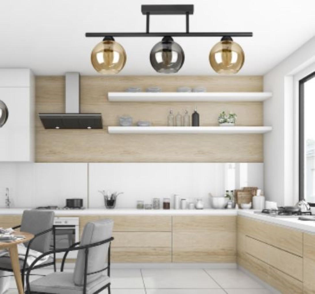 DECKENLEUCHTE - Schwarz/Honig, Glas/Metall (70/15/28cm) - kiki design