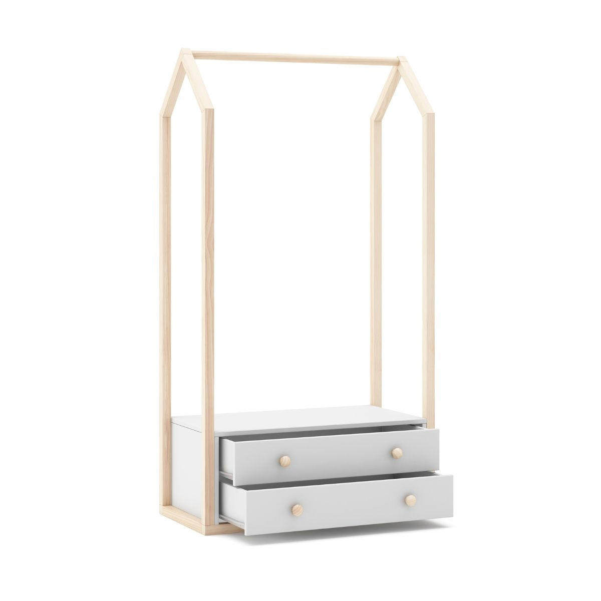 KLEIDERSCHRANK mit 2 Schubladen L80 cm - Esteban - Beige, Holz (40/170/80cm) - Calicosy