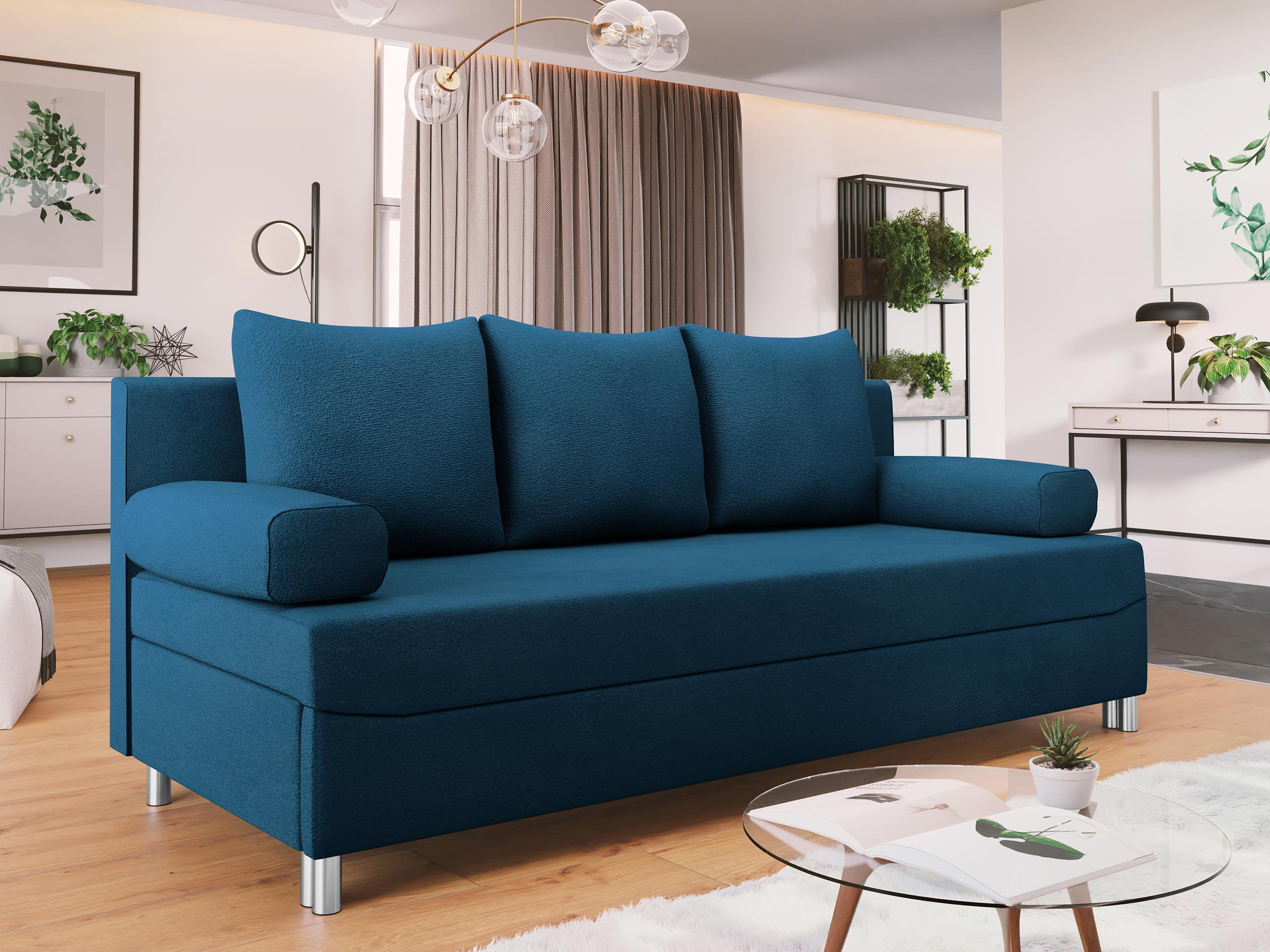SCHLAFSOFA Dover - Chromfarben/Blau, Holz/Kunststoff (192/86/80cm) - MIRJAN24