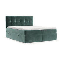 BOXBETT Mireo 140/200 cm Türkis im Kronos Stoff - Türkis/Schwarz, Holz/Holzwerkstoff (140/200cm) - AltaBeds