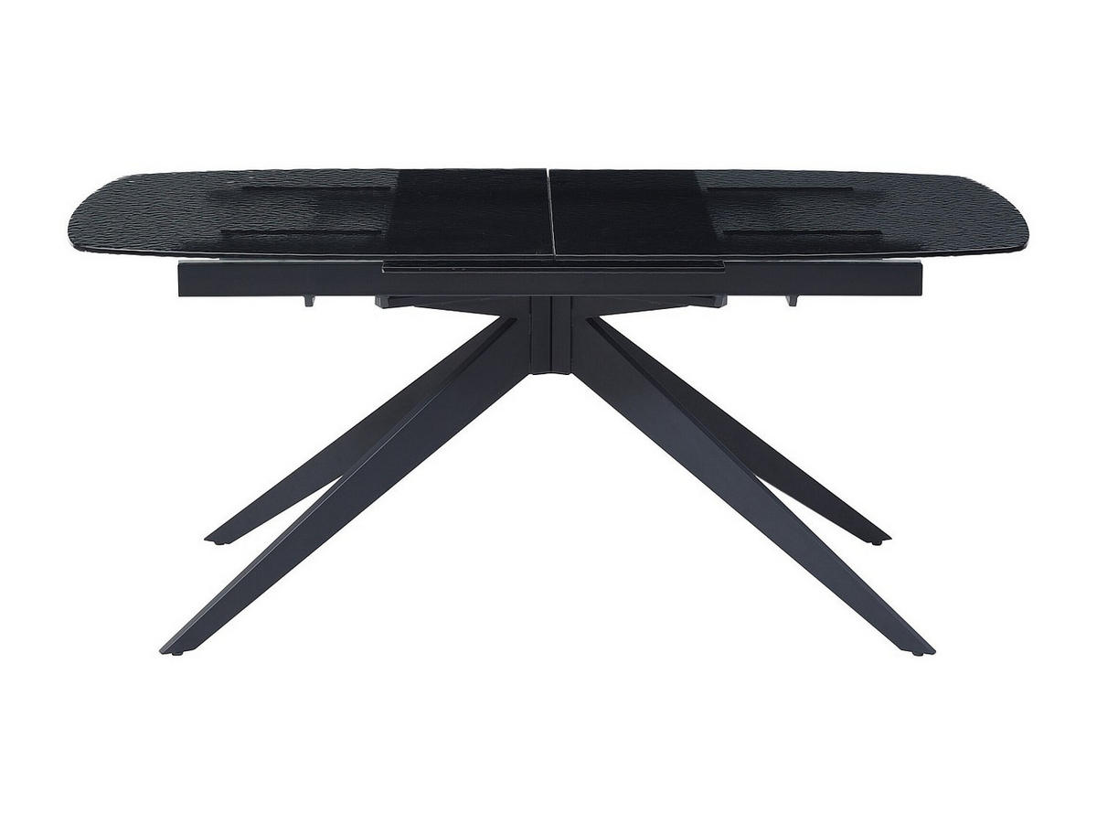 ESSTISCH ausziehbar - 6 bis 10 Personen - Ornamentsicherheitsglas & Metall - Schwarz - LEGRIO - Schwarz, Glas (90/240/76cm) - Vente-Unique