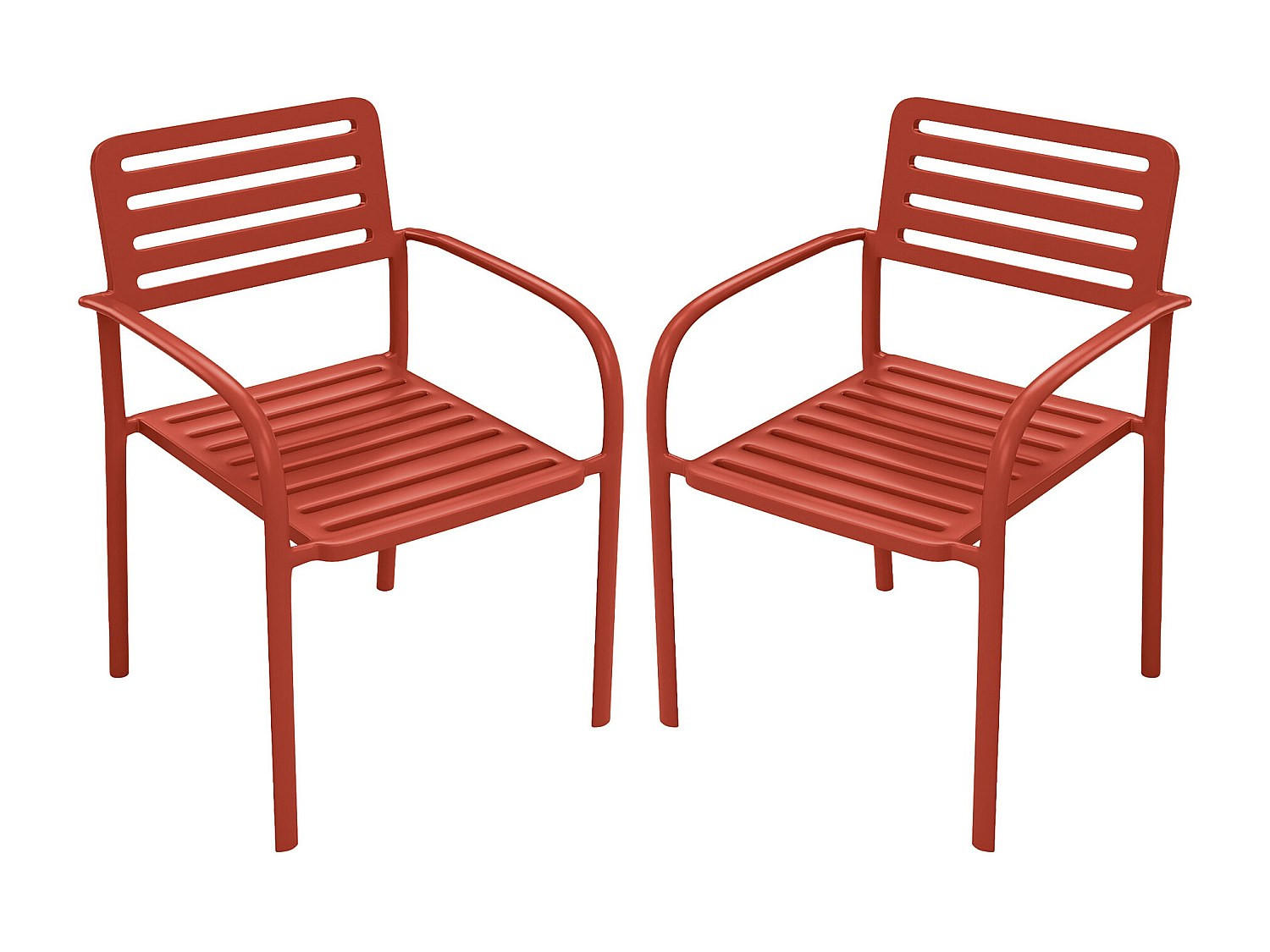 2ER-SET Gartensessel stapelbar aus Metall – Terracotta – NILY von MYLIA - Braun, Metall - Vente-Unique