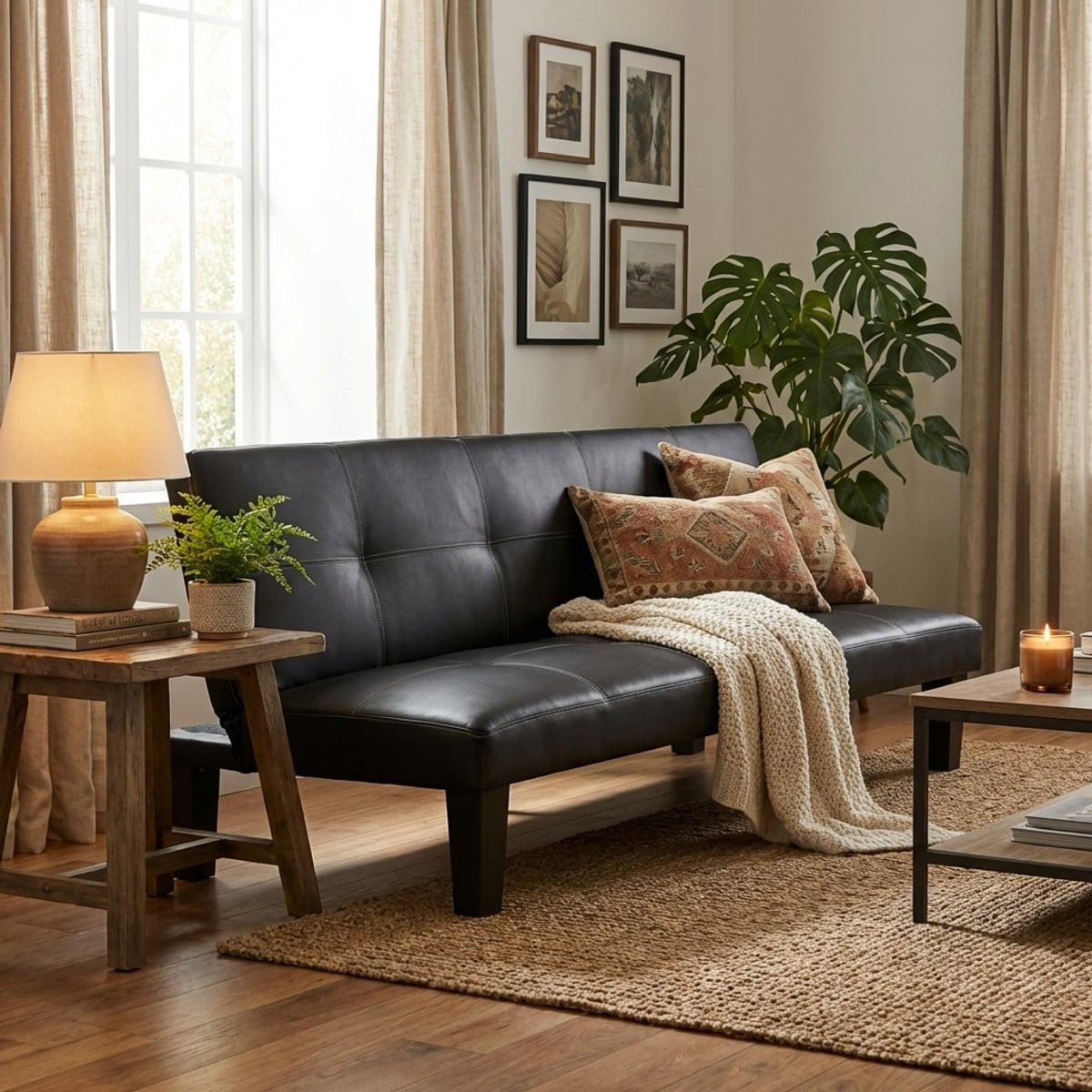 SCHLAFSOFA aus Kunstleder Topazio Joy - Schwarz - Schwarz, Leder (165/67/70cm) - Pasmara