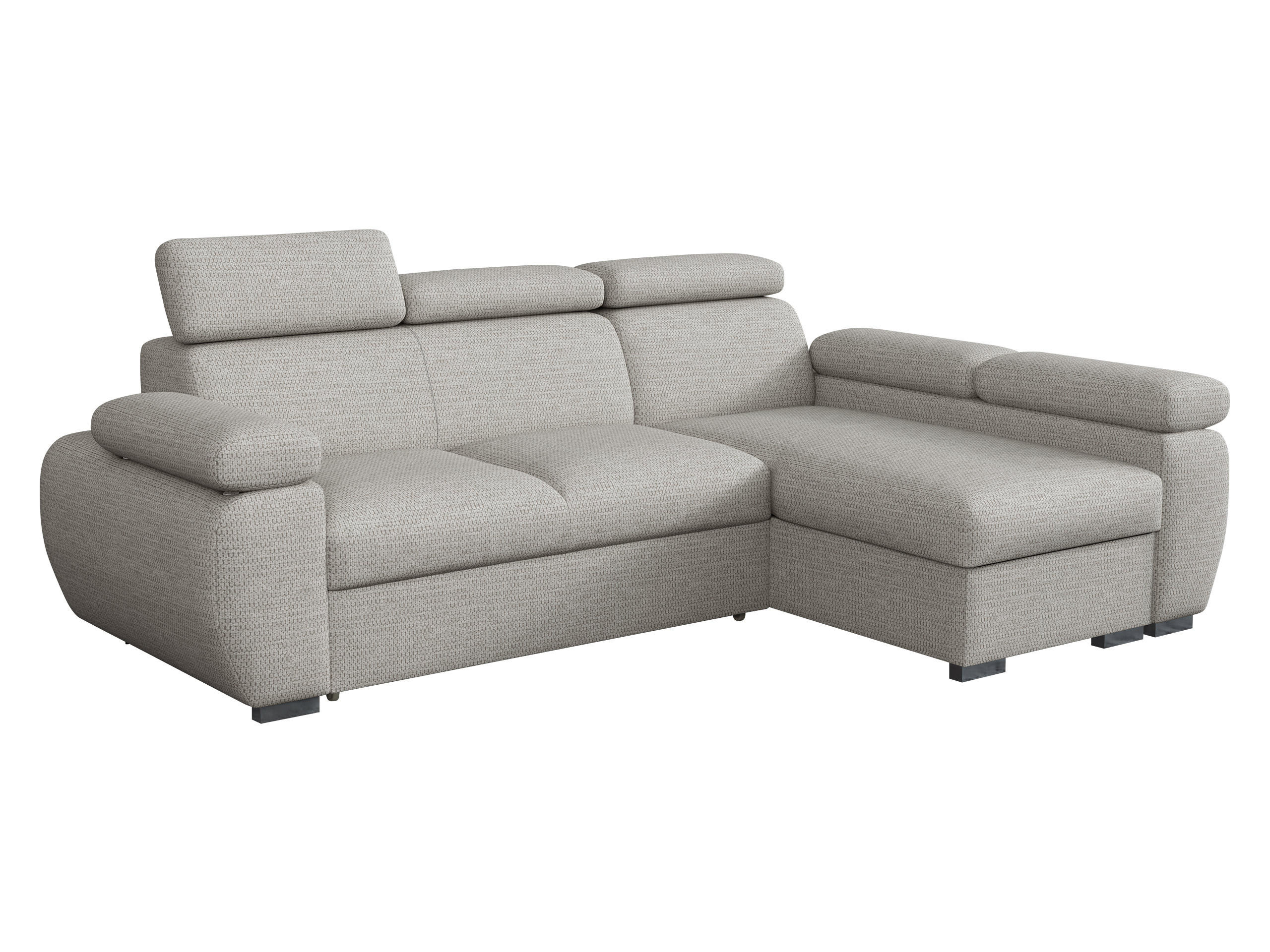 ECKSOFA Boston Mini, Seite: Rechts - 2R+LC - Chromfarben/Greige, Holz/Textil (255/170cm) - MIRJAN24
