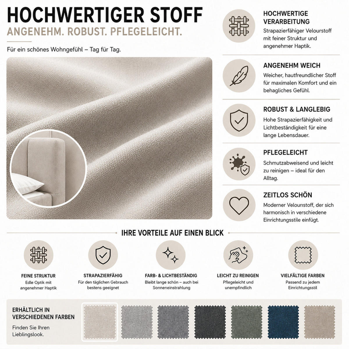 POLSTERBETT 200x200 cm, Alma, Doppelbett mit Bettkasten, Lattenrost aus Holz, Velourstoff, Beige - Beige, Holz/Textil (200/200cm) - Marpur