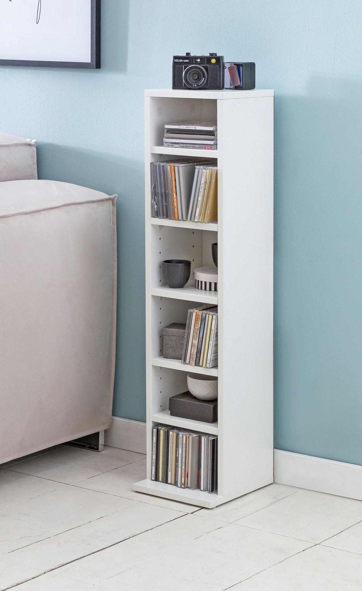 CD-REGAL – Holz, 6 Fächer, modern - Weiß, Holz (21/90/20cm) - KADIMA DESIGN