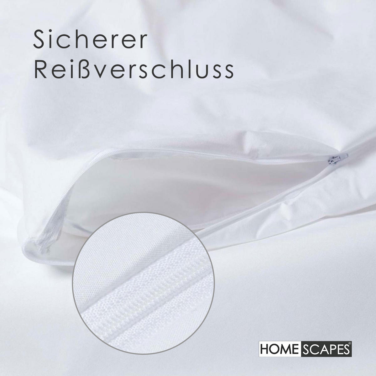 BETTDECKENSCHONER wasserdicht 240/220 cm - Weiß, Textil (240/220cm) - Homescapes