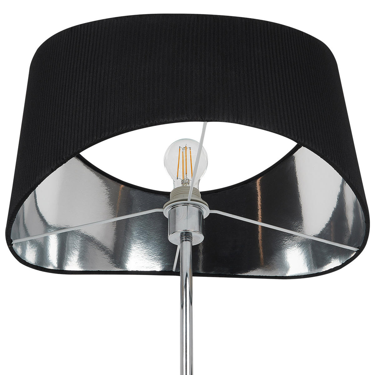 STEHLAMPE Silber/Schwarz Calvillo - Silberfarben/Schwarz, Metall (43/43/153cm) - Beliani