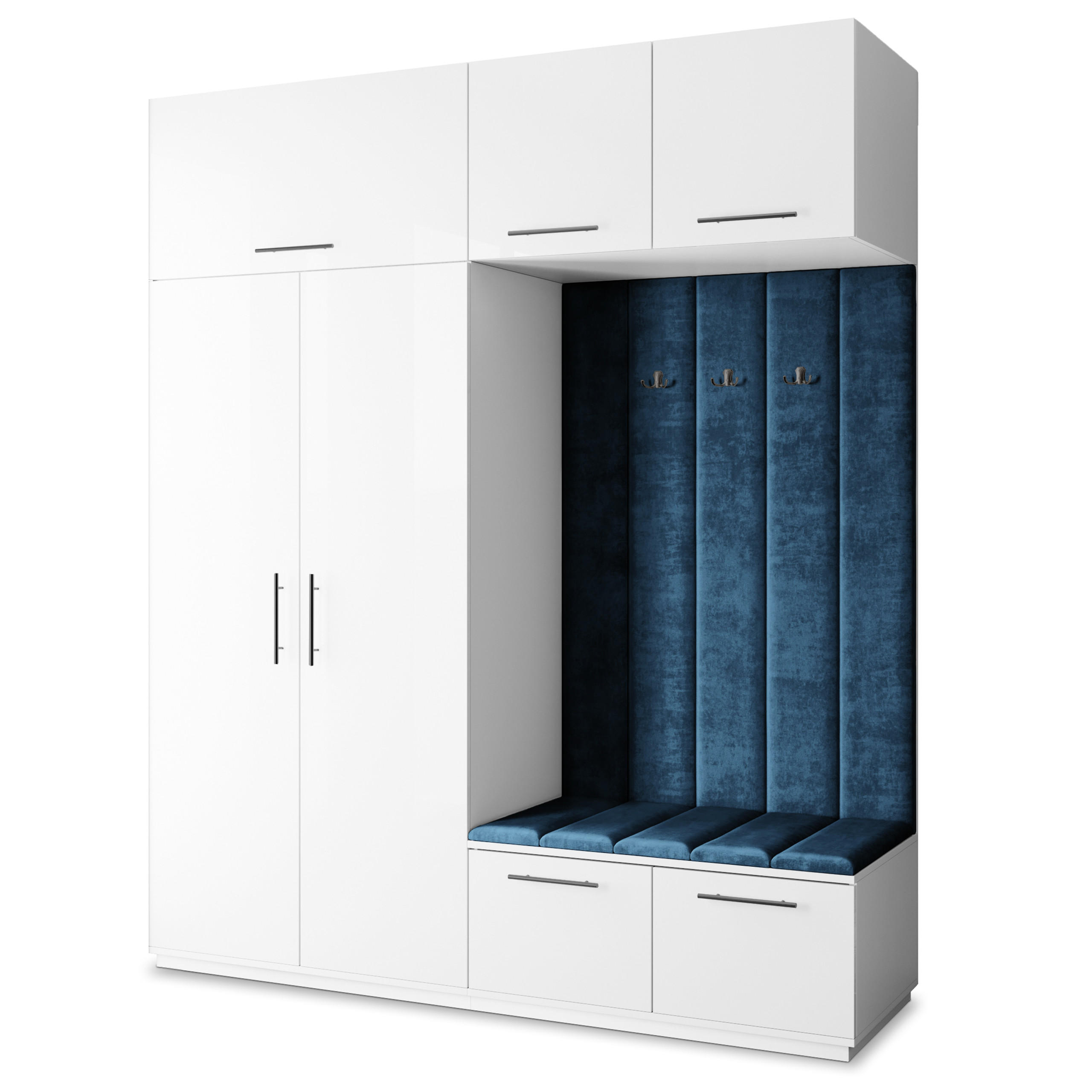 Masseno Garderobenschrank Weiß, Blau 200x240x60 cm