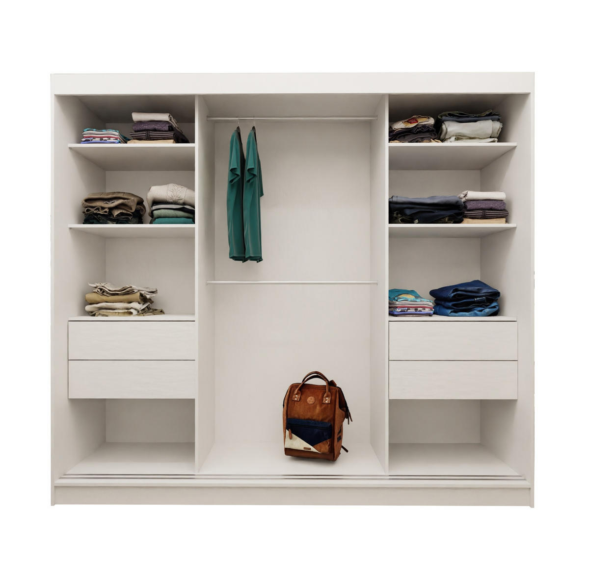 SCHWEBETÜRENSCHRANK Pamela 200 cm mit Spiegel, 2-türig, weiß - Weiß, Kunststoff (200/216/61cm) - Margaret Hadas24
