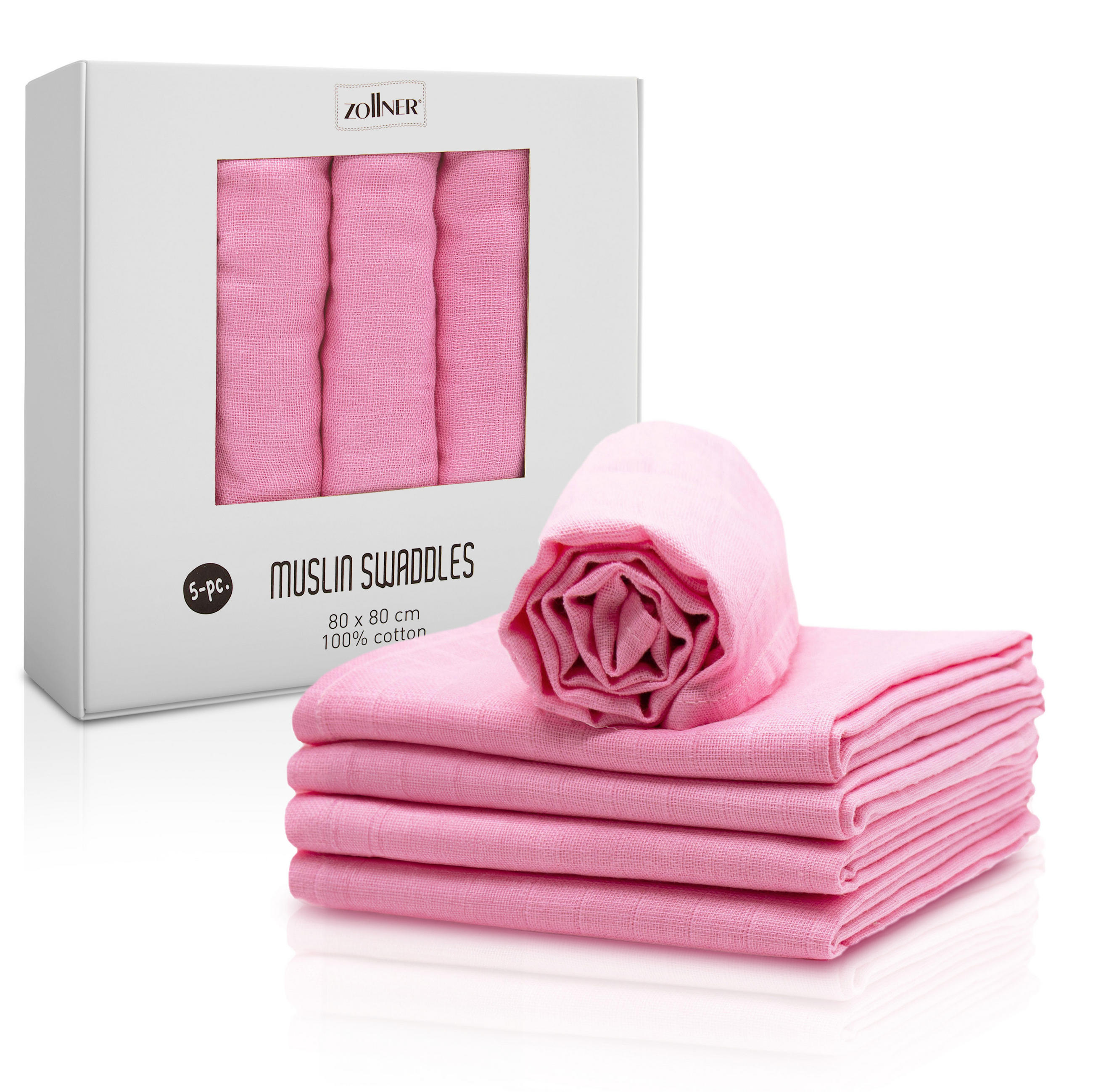 SPUCKTÜCHER, 5er-Set, 80x80 cm, 100% Baumwolle, Rosa - Rosa, Textil (80/80cm) - Zollner