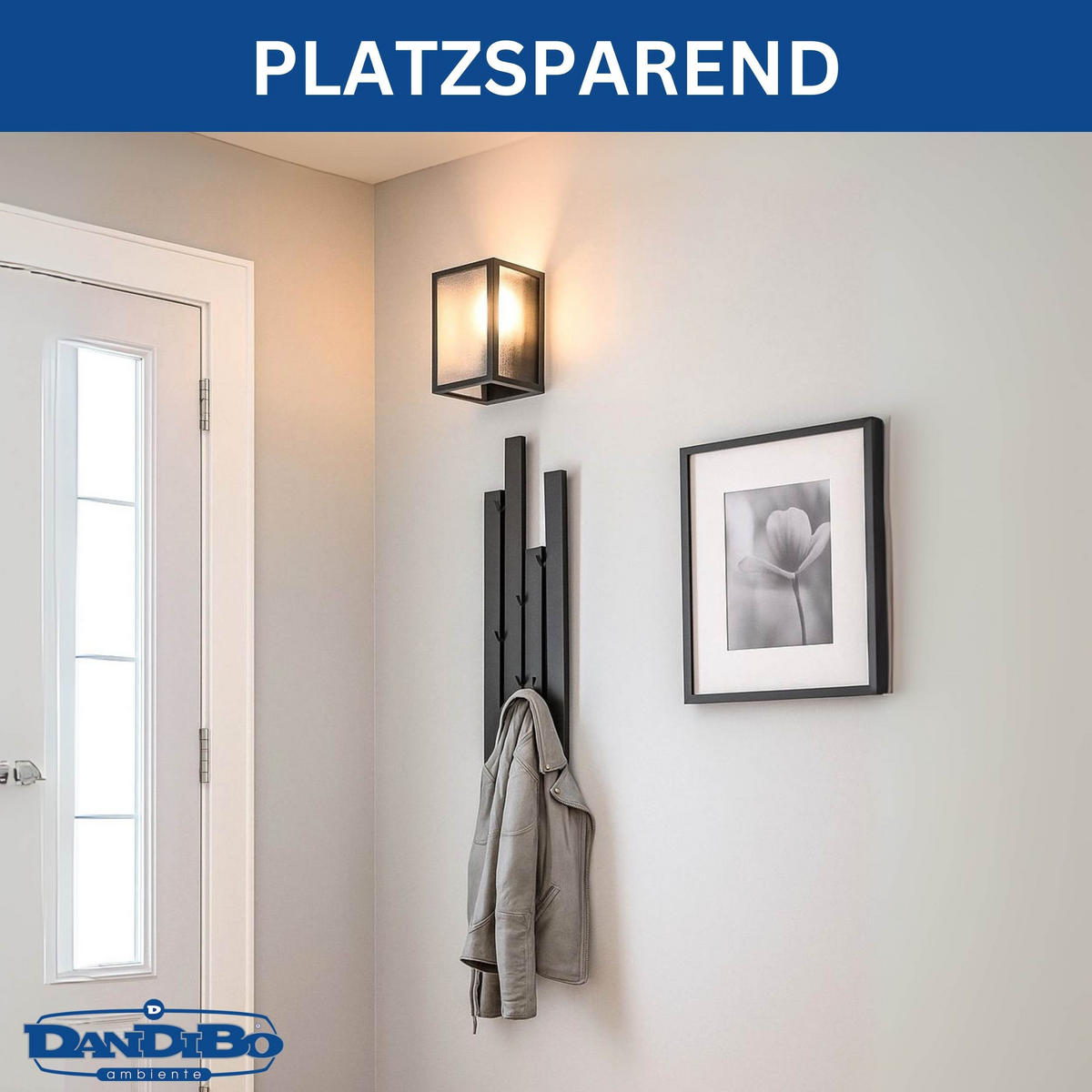 WANDGARDEROBE 8 Haken Metall Schwarz 23/5/87 cm - Schwarz, Metall (23/87/5cm) - DanDiBo