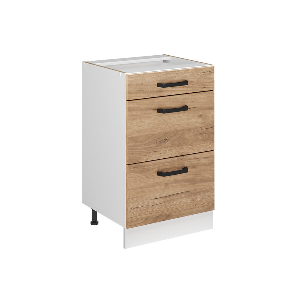 KÖKSUNDERSKÅP R-Line, Goldkraft ek/Vit, 50 cm utan bänkskiva Honungsek, Vit 81.6/50/46 cm