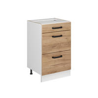 DULAP DE BAZĂ DE BUCĂTĂRIE R-Line, Stejar auriu/Alb, 50 cm fără blat de lucru - stejar miere/alb, compozit lemnos (50/81.6/46cm) - Vicco