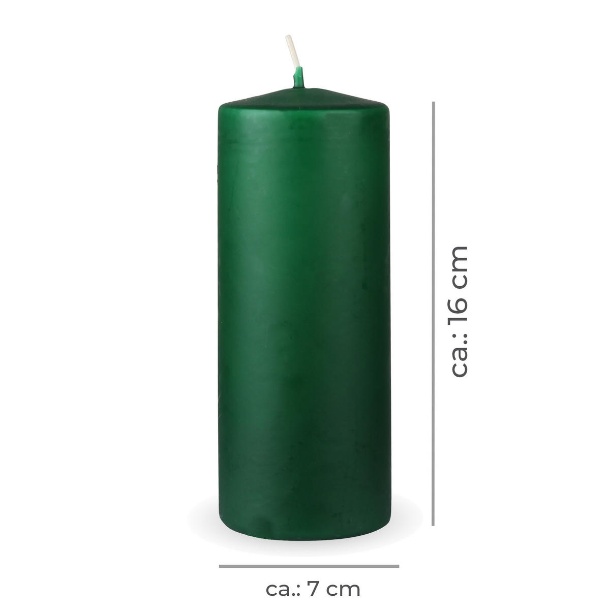 STUMPENKERZEN "Dunkelgrün", Größe Ø7cm x Höhe: 16 cm - Dunkelgrün, Naturmaterialien (7/16cm) - HS Candle