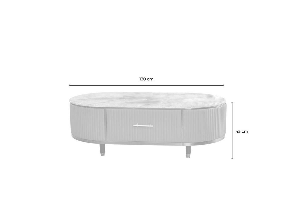 COUCHTISCH MARIA Hellblau Marmor, Kunstleder - Schwarz/Hellblau, Stein/Metall (70/130/45cm) - KAWOLA