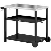 GRILLWAGEN 3-Etagen Kohlegrau - Dunkelgrau, Metall (50/81/102cm) - Outsunny