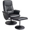 RELAXSESSEL mit Hocker, Fernsehsessel, TV Sessel mit Liegefunktion, Kunstleder - Schwarz, Metall (76/101/81cm) - HOMCOM